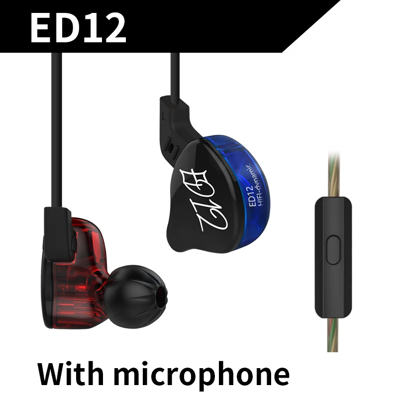 with mic KZ ED12 наушники в ухо аудио DJ мониторы шумоизоляция HiFi музыка стерео спортивные наушники с микрофоном съемный кабель ZS3 - Цвет: with mic