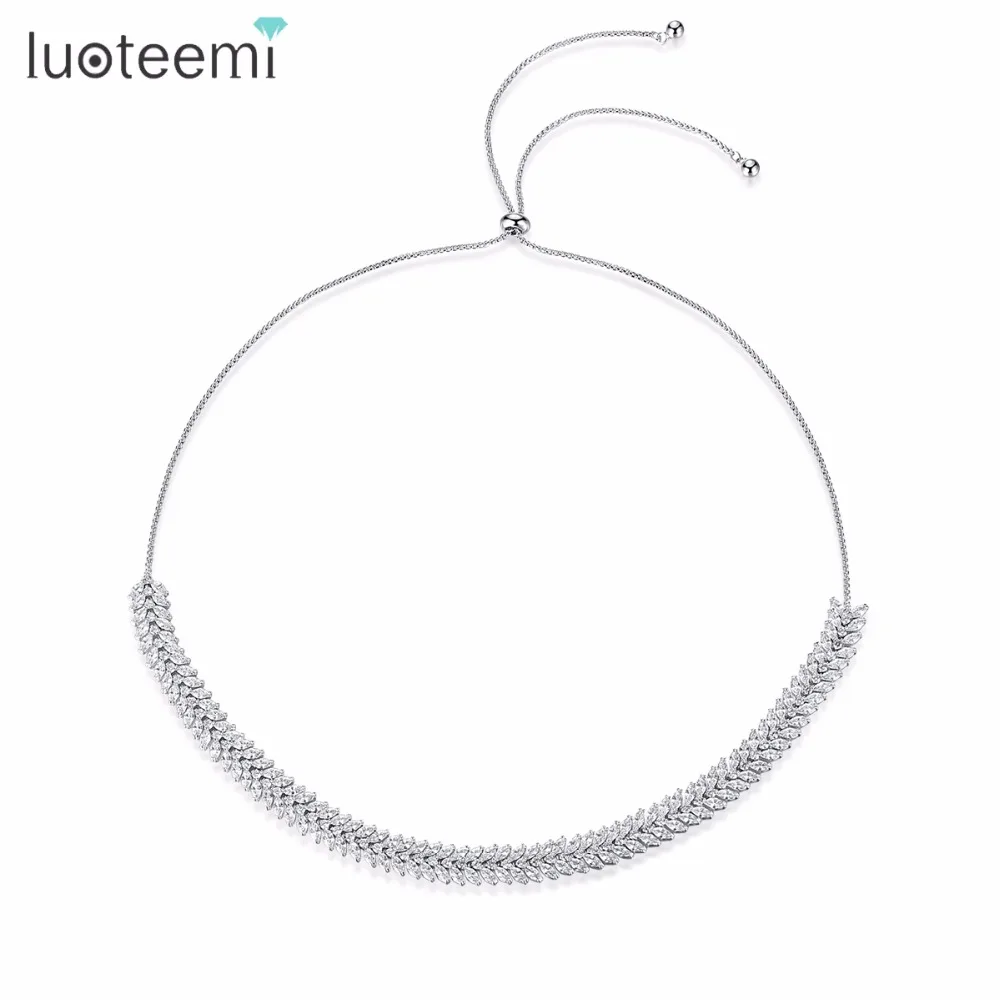 LUOTEEMI, популярное винтажное ожерелье для женщин, для свадебной вечеринки, роскошное блестящее CZ регулируемое круглое ожерелье на цепочке, рождественский подарок