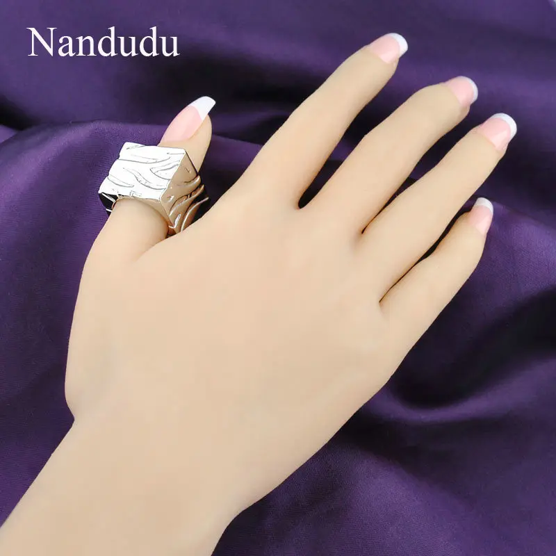 Nandudu Square Rings Unisex Woman Man Gold Silver Color Cocktail Ring Accessories Fashion Jewelry Gift R867 R868 | Украшения и
