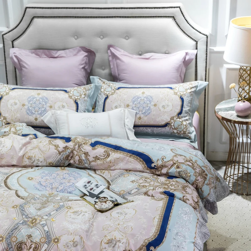 Простыня из египетского хлопка с геометрическим рисунком 4 предмета | Дом и сад