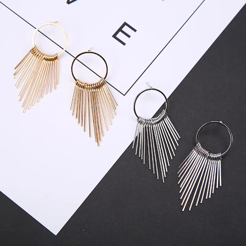 Long Tassel Dangle Earrings For Women Drop Brincos Bijoux boucle d'oreille Fashion Jewelry Geometric Circle Earring | Украшения и