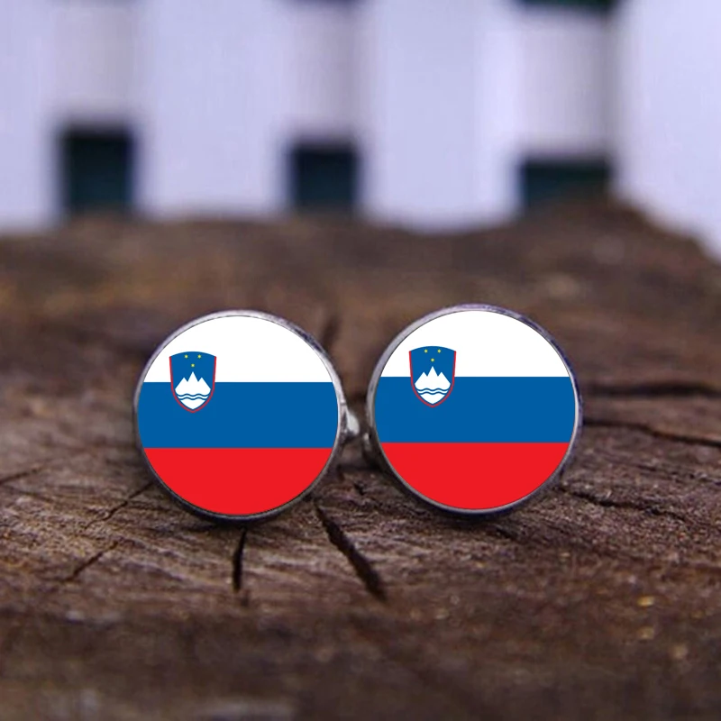 Classic National Flag Of Slovenia Cufflinks For Men High Quality Bronze Black Silver Plated Glass Dome Cuff Buttons Jewelry | Украшения и