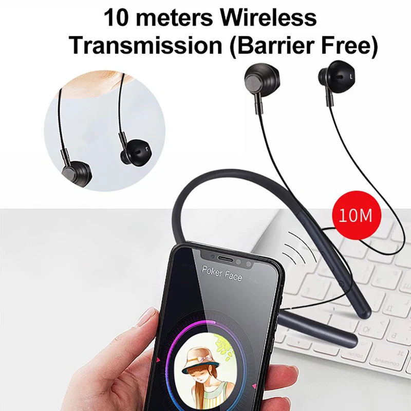 NEW Wireless Bluetooth Earphone Active Noise Cancelling Sports Stereo Headset V5.0 Neckband Headphone with Mic PK i7s | Электроника
