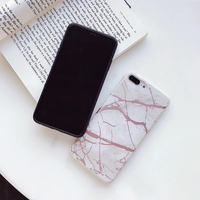 Kisstop Модный золотой мраморный чехол для телефона iPhone 6 6S 7 8 Plus мраморная задняя