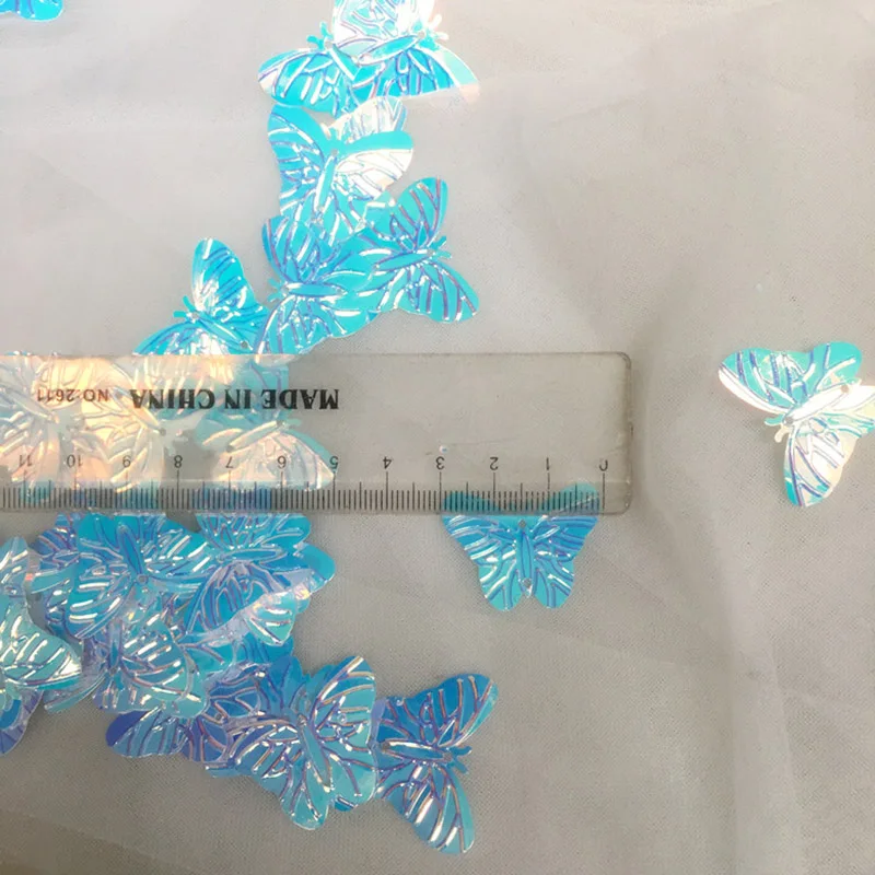 Beautiful Shining Butterfly Sequins Rainbow Blue Lifelike Decoration Materials Accessories For Wedding Dress | Дом и сад
