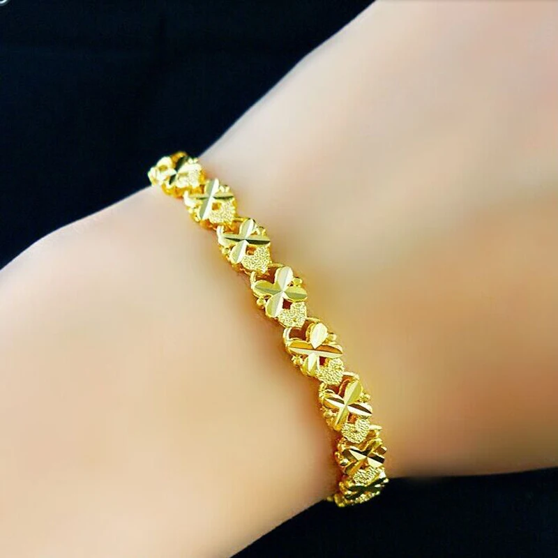 Женский браслет из натурального золота 4 мм 19 см|heart bracelet|bracelet fashionbracelet free shipping |