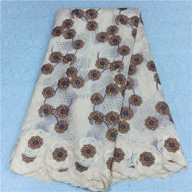 (5yards/lot) NCF1342 New arrival African cotton material lace fabric with rhinestones for wedding pretty Swiss voile | Дом и сад
