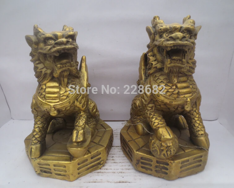 Металлические ремесла украшения дома Пара китайской резной Кирин скульптура/Фен