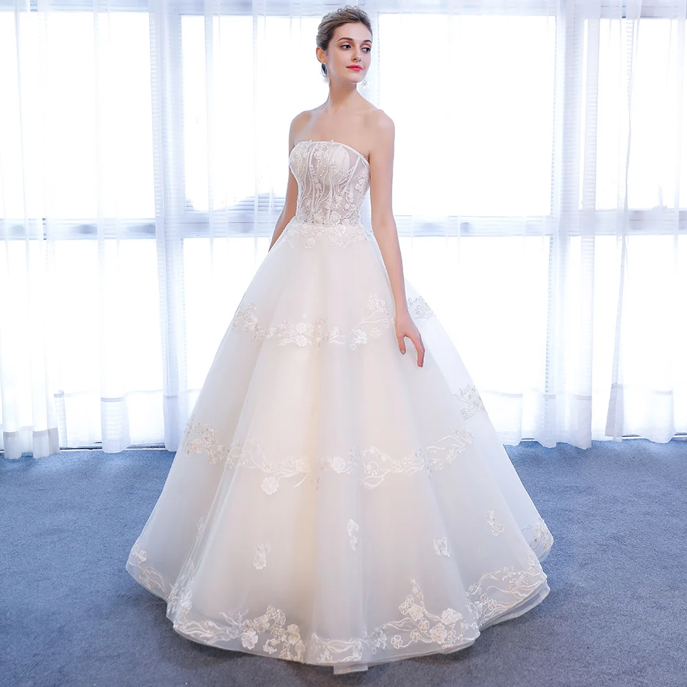 Женское свадебное платье без бретелек недорогое цветочное 3D платье|wedding dress|gown