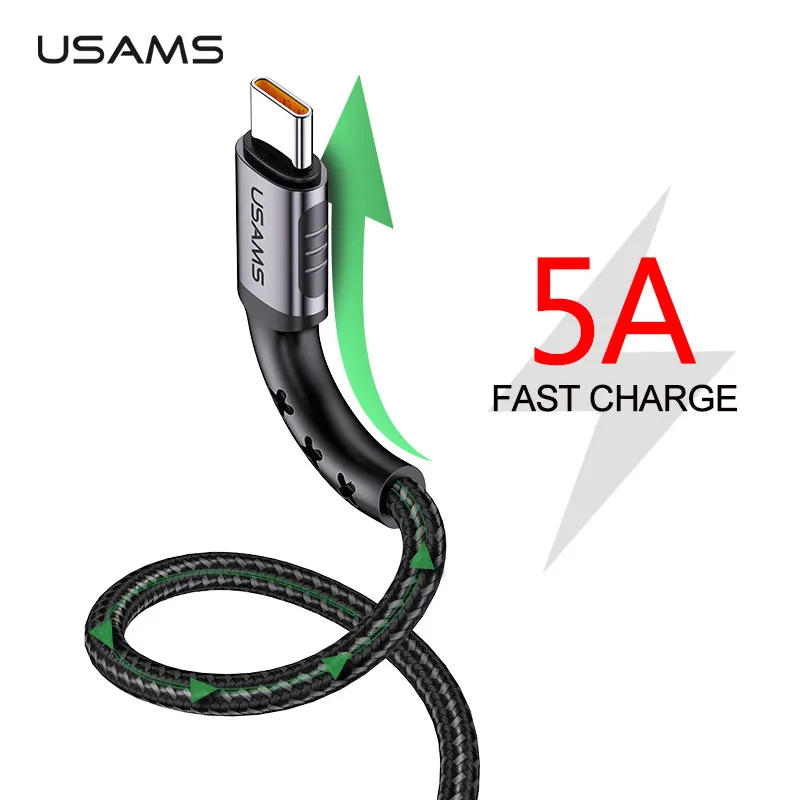 USAMS 5A кабель USB C для быстрой зарядки типа 1 2 м телефона Huawei OPPO Samsung S8 s9 LG Cabo|Кабели