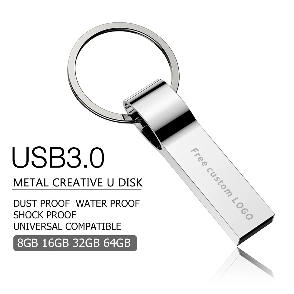 Новая usb флешка 128 ГБ металлическая usb флеш-накопитель 3,0 Флешка-браслет 64 ГБ 32 ГБ 16 ГБ 4 ГБ USB 8 ГБ Водонепроницаемая ручка-накопитель серебристый свободный логотип