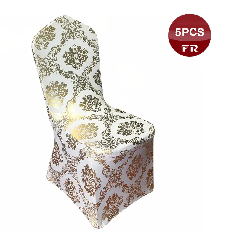 Чехол для стула из лайкры и спандекса с металлическим принтом золотого цвета |