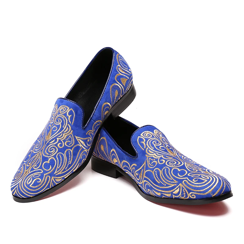 Модные Замшевые мужские мокасины с вышивкой Свадебная обувь для вечеринок