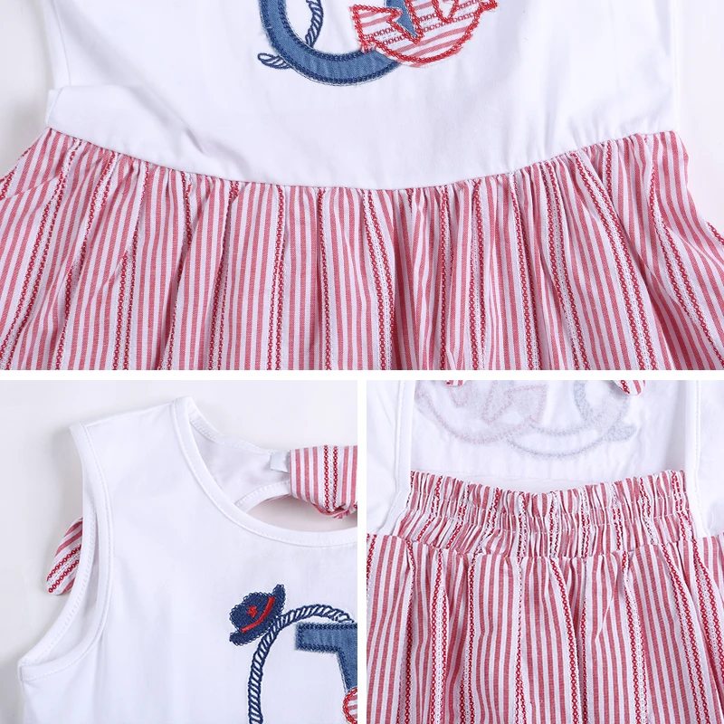 VOVLORA Летнее платье для девочек без рукавов синего и розового цвета из хлопка