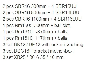 SBR16-3008001100 3 SBR16 Линейный Направляющая+ 3 ШВП RM1605+ 3BK/BF12+ гайка Корпус+ муфты для ЧПУ маршрутизатор/Фрезерные станки - Цвет: SBR16-3008001100