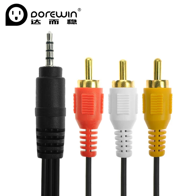 Dorewin аудио кабель RCA AV 3.5 мм Джек 3RCA Расширение провода композитный видео AUX для DVD
