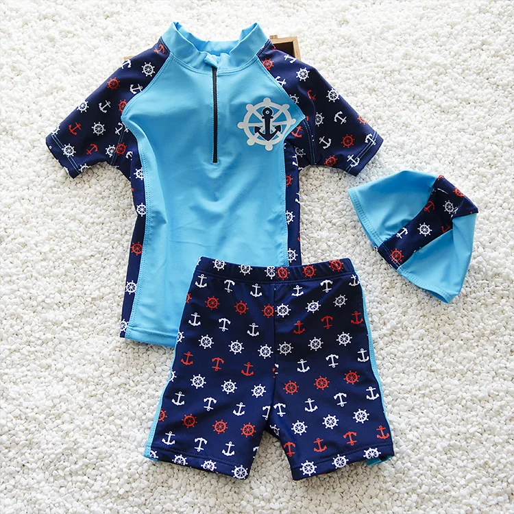 2016 High-quality New Summer Cartoon 3 Piece Baby Boys Swimsuits Sets Children Swimwear Beach Clothes Free Shipping | Спорт и