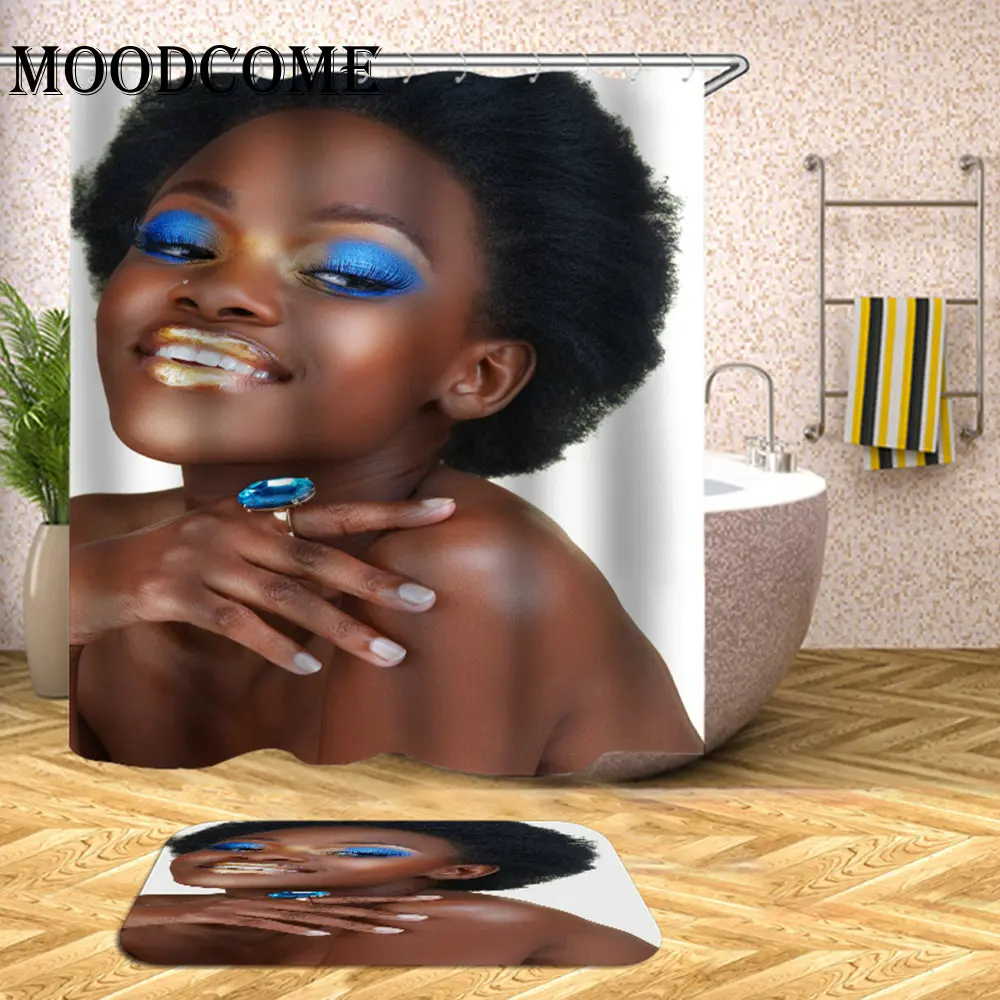 

black girl shower curtain bathroom cortina bano drop shipping waterproof polyester african afro shower curtain
