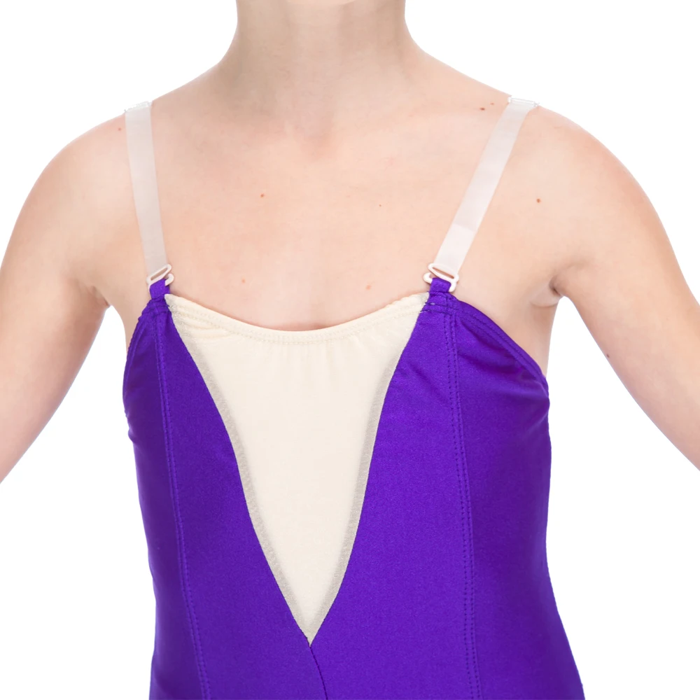 Детское балетное танцевальное белье трико из нейлона/лайкры с обнаженной