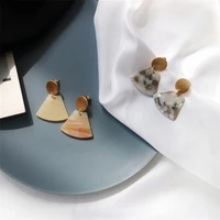 the new geometric earrings temperament metal japan and south korea acetate plate popular tide models wild tide earrings