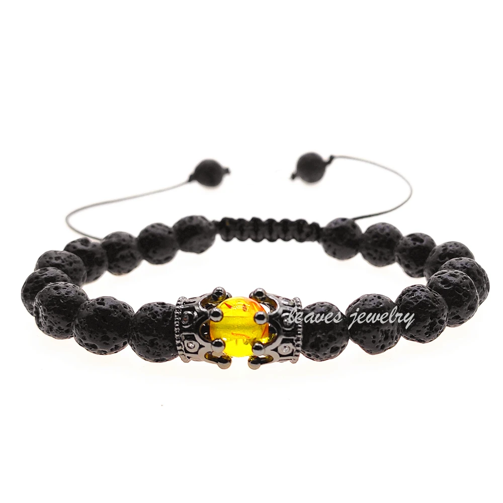 Модные мужские и женские каменные 8 мм бусины браслет проложить настройки Черный