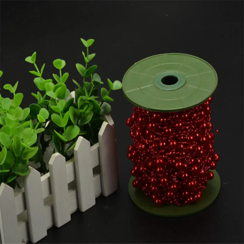 60 м красный 8 + 3 мм пластиковый искусственный жемчуг бисерная нить гирлянда