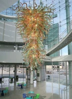 unique shape large glass lighting led blown glass chandelier hotel art decor