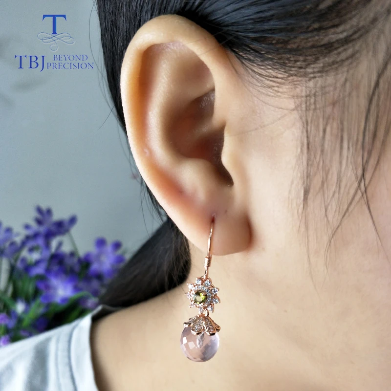 Женские серьги Крючки TBJ новые стильные с шариком из натуральной розы и