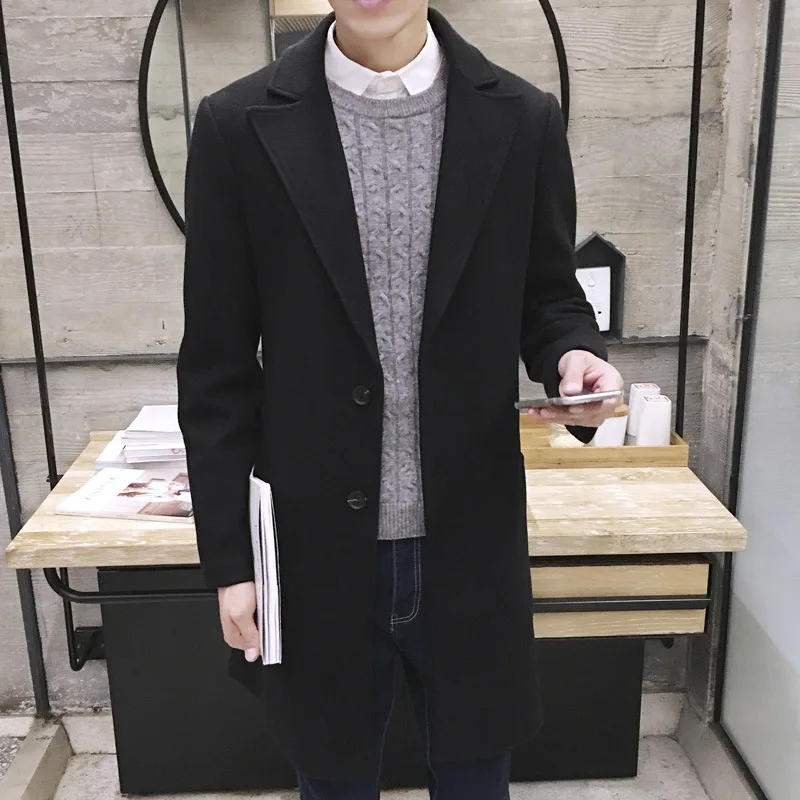 

MRMT 2021 Brand New Men's Woolen Coat Long Windbreaker Man Jacket Overcoat for Male Casual Outer Wear Men Clothing