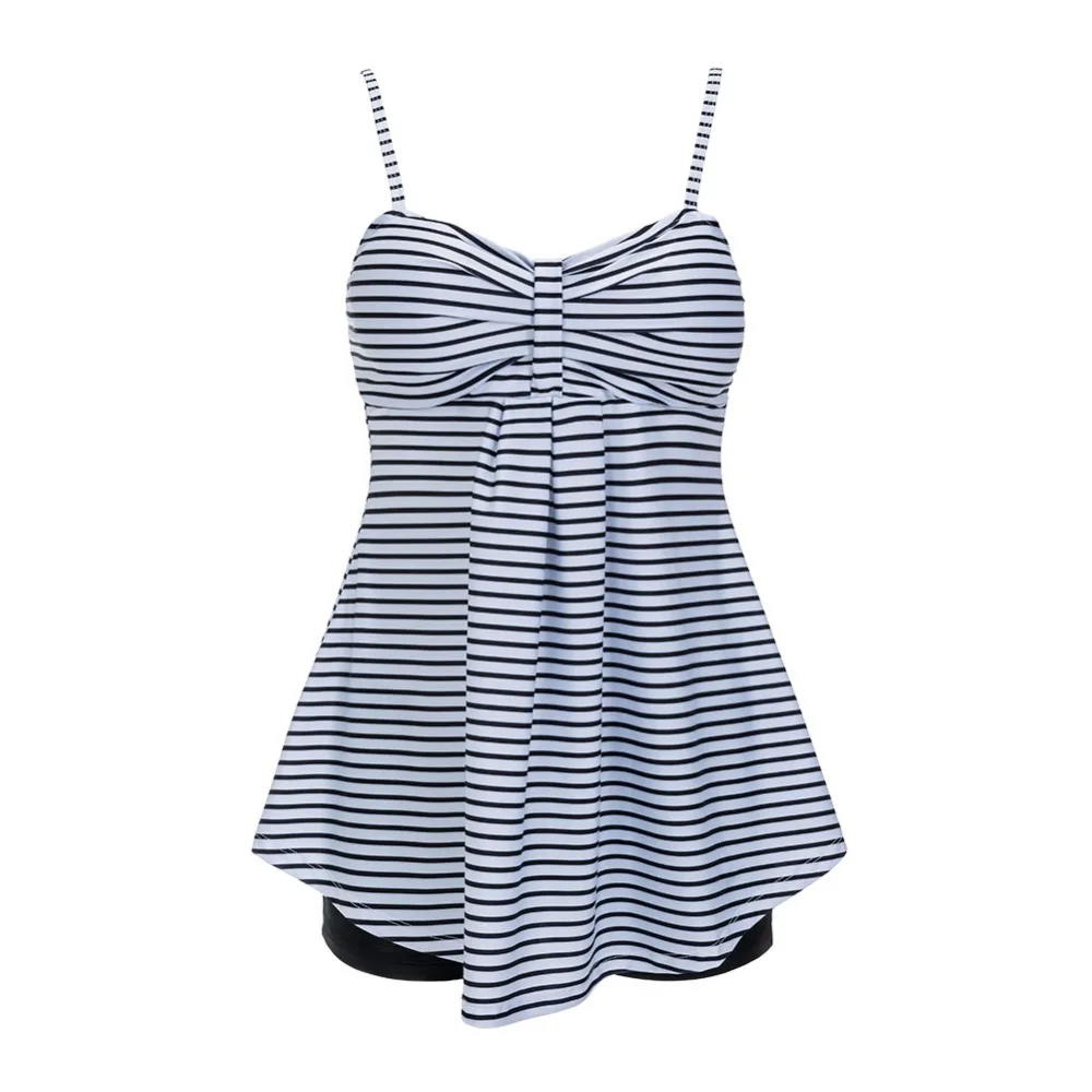 2019 сексуальный черный полосатый купальник Tankini Женский Плюс Размер из двух