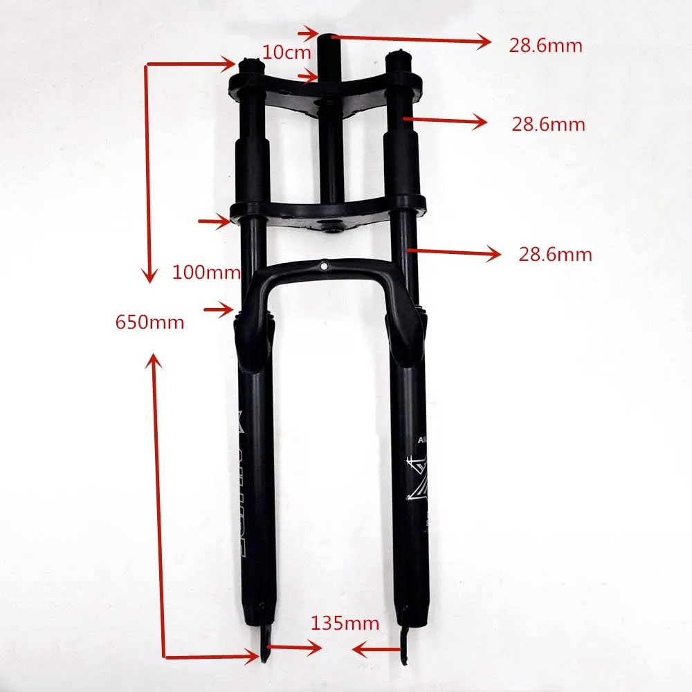 

Bicycle Front Snow Fat Fork MEIANDIAN Disc Brake Triple Crown Mountain Fork 26 inch Black Forks