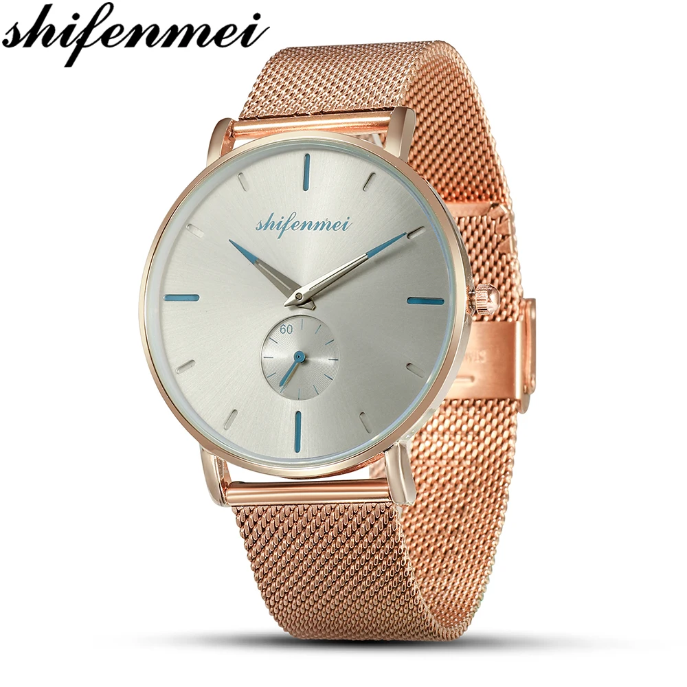 

Shifenmei 2020 relogio masculino часы мужские модные спортивные из нержавеющей стали чехол розовое золото ремешок часы кварцевые деловые наручные часы