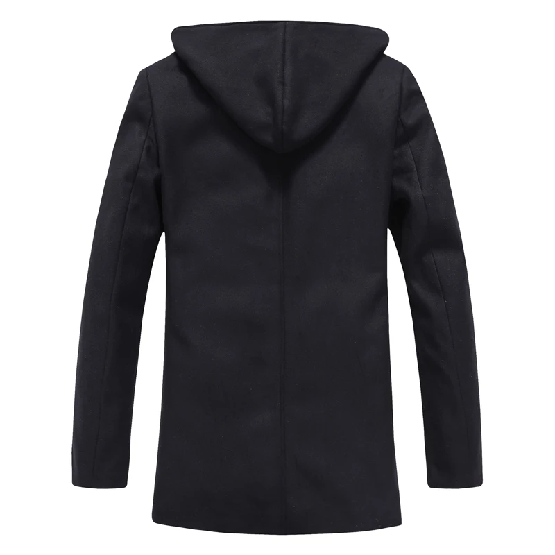 Мужчины Шерсть Гороха Пальто 2016 Теплые Мужские С Капюшоном Шерстяное долго