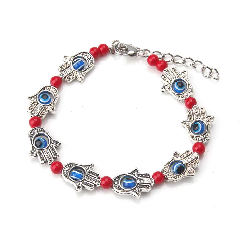 Новинка 2017 модный красный/синий браслет от сглаза 1 шт. аксессуары 19 см амулетные