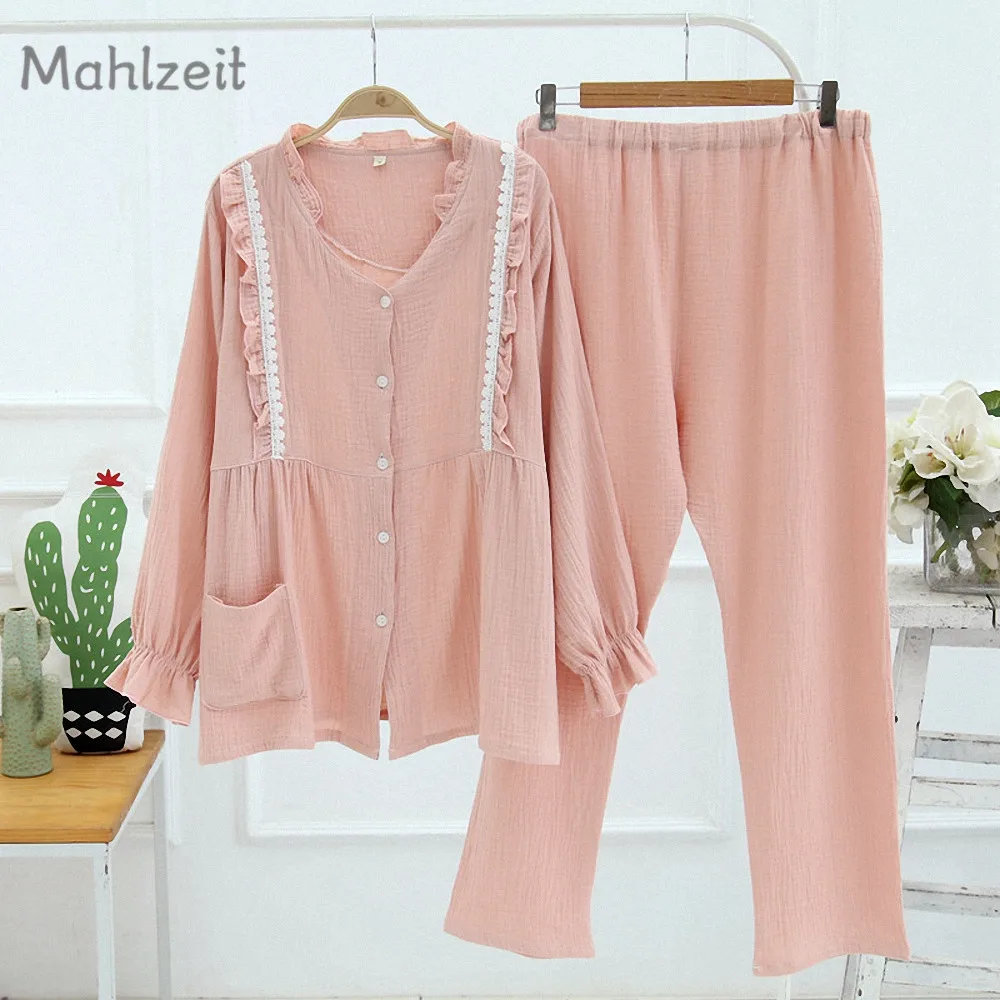 Летняя и осенняя одежда для беременных кормящих женщин 100% Хлопковая пижама