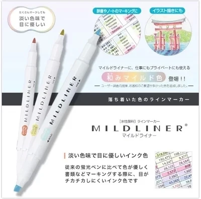 Zebra Mildliner двусторонний хайлайтер Fine Bold WKT7 Япония|highlighter| |