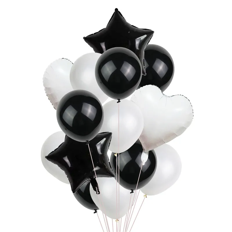Black white 12 дюймов Латекс 18 дюймов много воздушных шаров С Днем Рождения Декоративные гелиевые шарики свадебный фестиваль конфетти балон вечерние принадлежности - Цвет: Black white