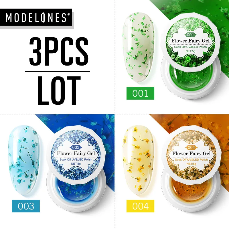 Modelones 3 шт./лот цветочный УФ набор гель лаков для ногтей Полупостоянный лак эмаль