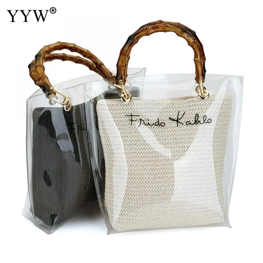 Сумка-тоут женская из ПВХ прозрачная соломенная 2 шт. | Багаж и сумки