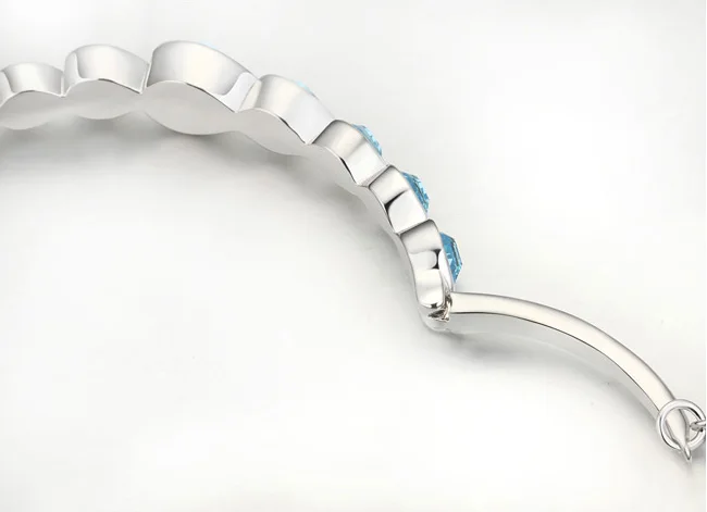 

Promotion New Crystal From Swarovski Charm Heart Bangle Siliver Color Bracelets Bangles for Women Fashion Cuff Bracelets