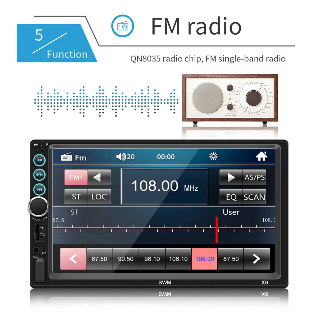 7 дюймовый 2Din автомобильный MP5 плеер HD стерео 12 в FM Радио экран MP3 AUX USB2.0 Handfree Bluetooth