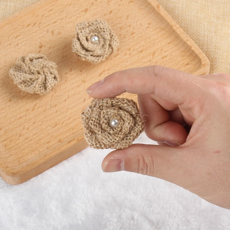 10 шт. мини-размер ручной работы джутовая гессианская Мешковина роза цветок