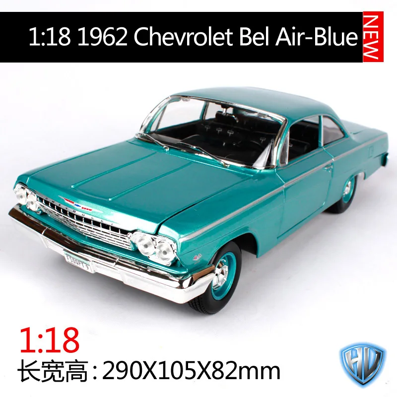 Maisto 1:18 1962 chevrolet bel air синий автомобиль литья под давлением 290*105*82 мм роскошные модели классических машин старый автомобиль игрушка Коллекционирование для мужчин 31641