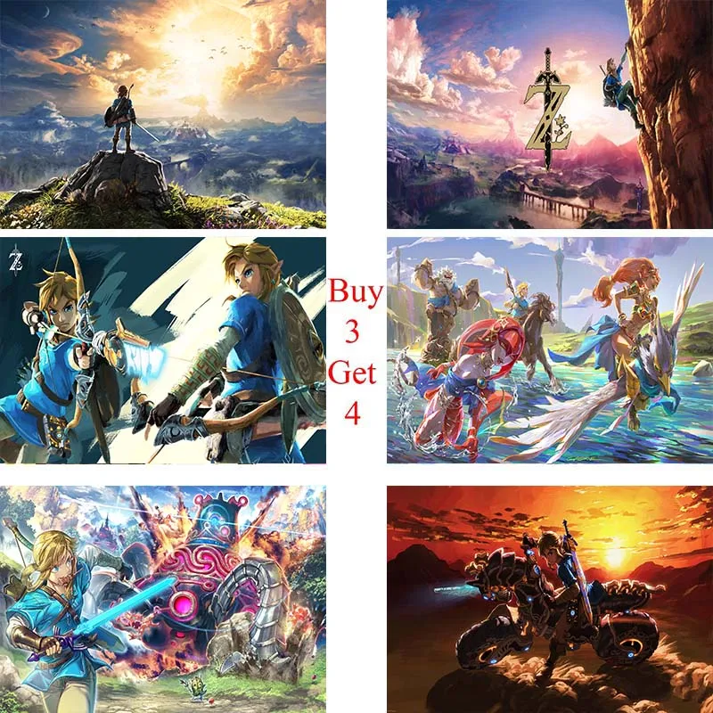 Легенда о Зельде стены белый картон плакат печать картина для декора стен