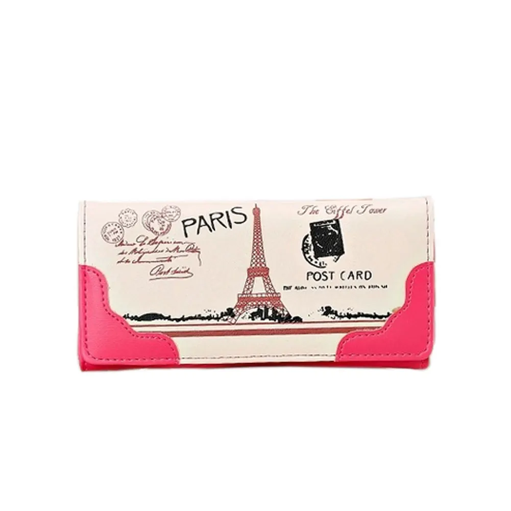 

wallet women Women Lovely Print Tower Leather wallet women Long Button Purse Card Holder 7 Color Branded Wallets For Girls 40