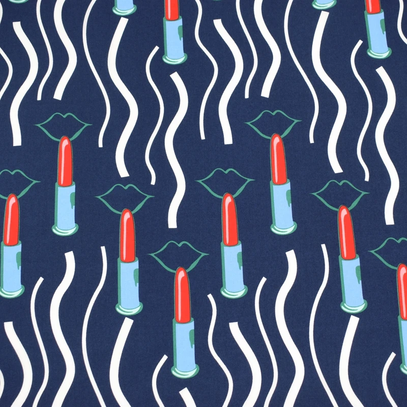 Глубокий синий низ волнистая помада реактивное окрашивание ткань из чистого