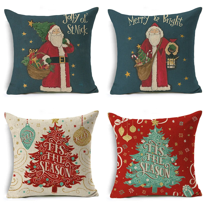 Monily Рождественская елка наволочка Санта Клаус Снеговик Подушка с цветами