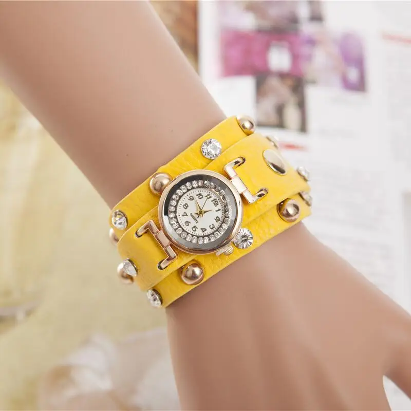 MINHIN винтажные женские часы со стразами роскошные искусственная кожа наручный