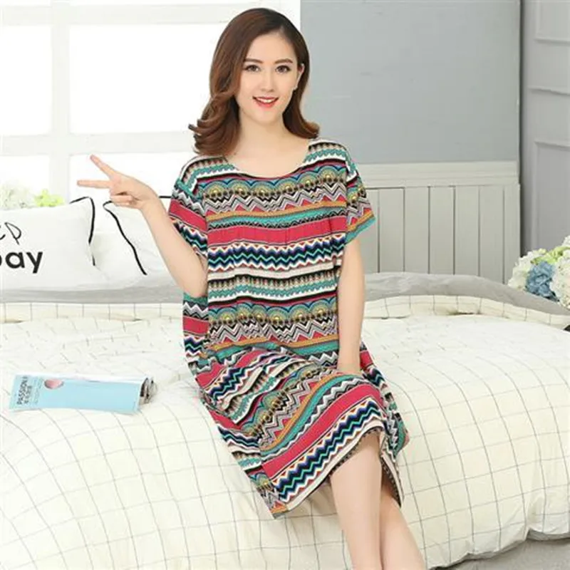 Style 8 Ночная рубашка женская с коротким рукавом мама летняя Домашняя одежда большой размер тонкий хлопок Мягкая Домашняя одежда Мода - Цвет: Style 8