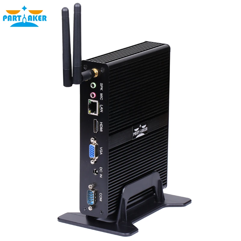 Parмягкий мини ПК без вентилятора четырехъядерный J1900 с 2 COM портами 3 года гарантии